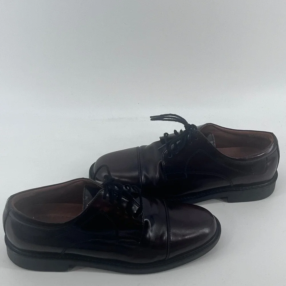 Johnston & Murphy Mens Burgundy Leather Cap Toe Derby Shoes 020-1253 8.5W